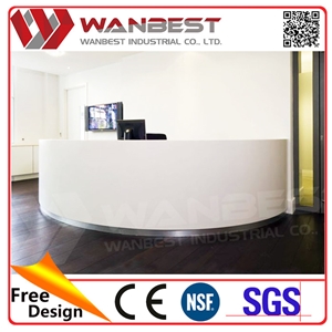 Used School Furniture for Sale White Solid Surface Front Table Nail Salon Reception Desk