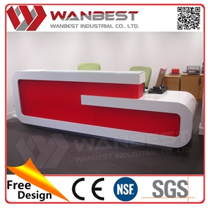 Wanbest Furniture in Bangladesh Price Red Solid Surface Cafe Tables and Chairs Fitness Center Reception Desk