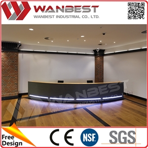 Wedding Furniture Beauty Shop Artificial Stone Solid Surface Table Curved Reception Desk