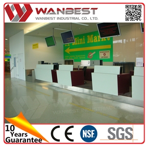 White Lacquer Computer Desk Solid Surface Small Reception Desk for Retail Store