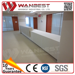 White Modern Solid Surface Reception Desk White Lacquer Computer Desk Hospital Reception Desk