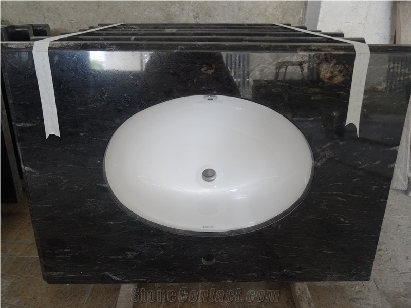 Brazil Cosmic Black Granite Vanity Tops & Bath Tops for Project/Hotel/House(Own Factory,Good Price,High Quality)