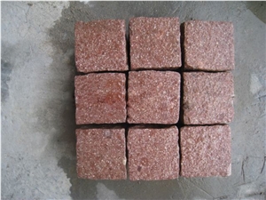 Cheapest Price High Quality Chinese Shouning Red Porphyry Flooring Cube Stone,Own Factory Direct Sale