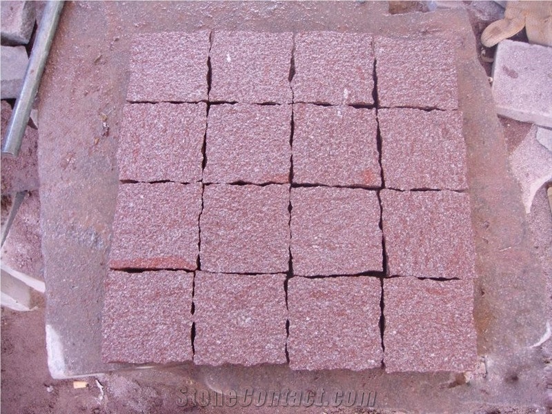 Cheapest Price High Quality Chinese Shouning Red Porphyry Flooring Cube Stone,Own Factory Direct Sale