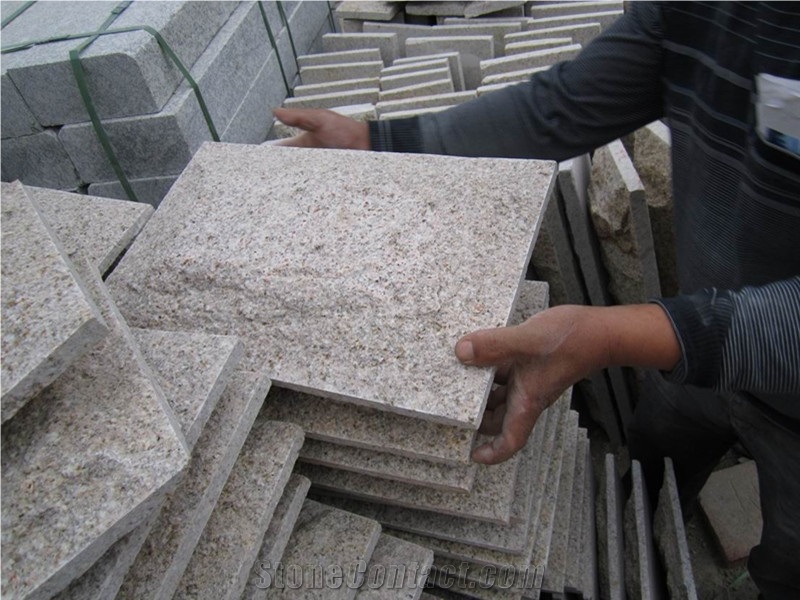Cheapest Price High Quality Own Factory Direct Sale Natural G682 Granite Mushroom Stone for Wall Cladding,Chinese Yellow Granite Building Stones