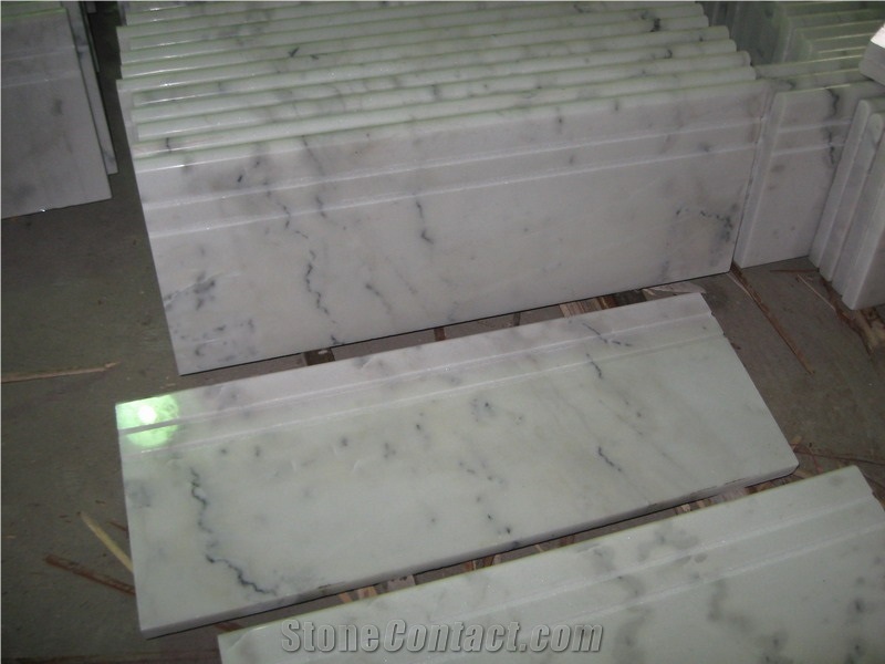 Lowest Price High Quality Guangxi White,China Cararra White Marble Stairs & Steps & Riser for Interior Decoration