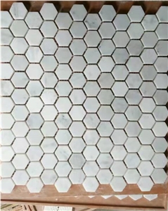 Best Popular Carrera White Marble Hexagon Mosaic Tile