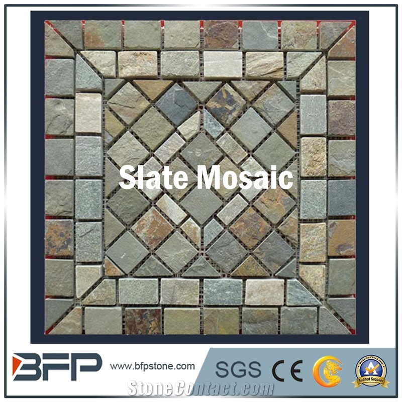 Aquare Shape Mosaic, Slate Pattern, Slate Wall Tile, Rusty Slate