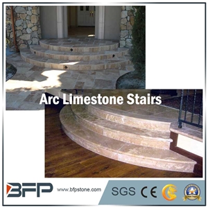 Arc Limestone Step & Yellow Limestone Step & Cream Limestone Step