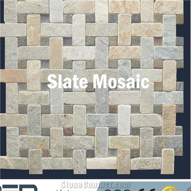 Basketwave Osaic Tile, 3d Effect Slate Tile, Slate Mosaic, Slate Patten Mosaic