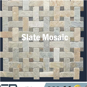 Basketwave Osaic Tile, 3d Effect Slate Tile, Slate Mosaic, Slate Patten Mosaic