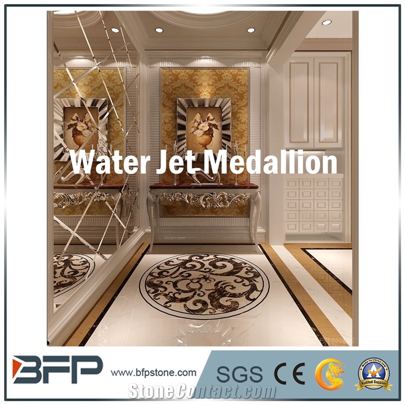Beige/ Coffee/ Multicolor Marble Water Jet Medallion or Round Water Jet Pattern for Hotel Hall and Lobby