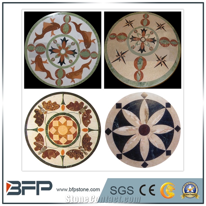 Beige/ Coffee/ Multicolor Marble Water Jet Medallion or Round Water Jet Pattern for Hotel Hall and Lobby