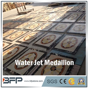 Beige Marble Medallion, Marble Water Jet Medallion or Water Jet Pattern, Floor Medallion, for Wall Tile and Floor Tile