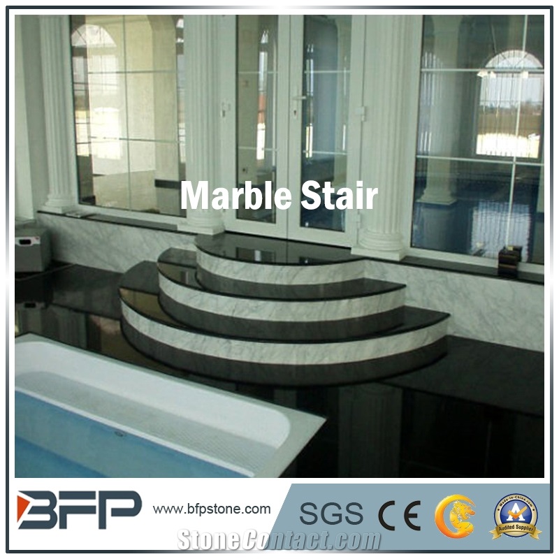 Beige Marble Step, Marble Riser, Marble Tread in Staircase