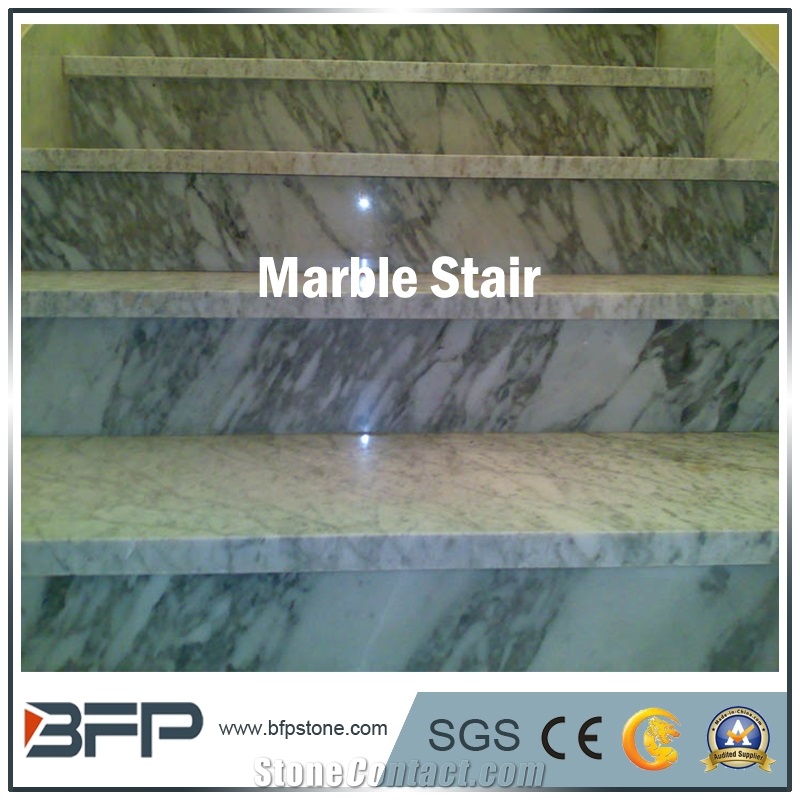 Beige Marble Step, Marble Riser, Marble Tread in Staircase