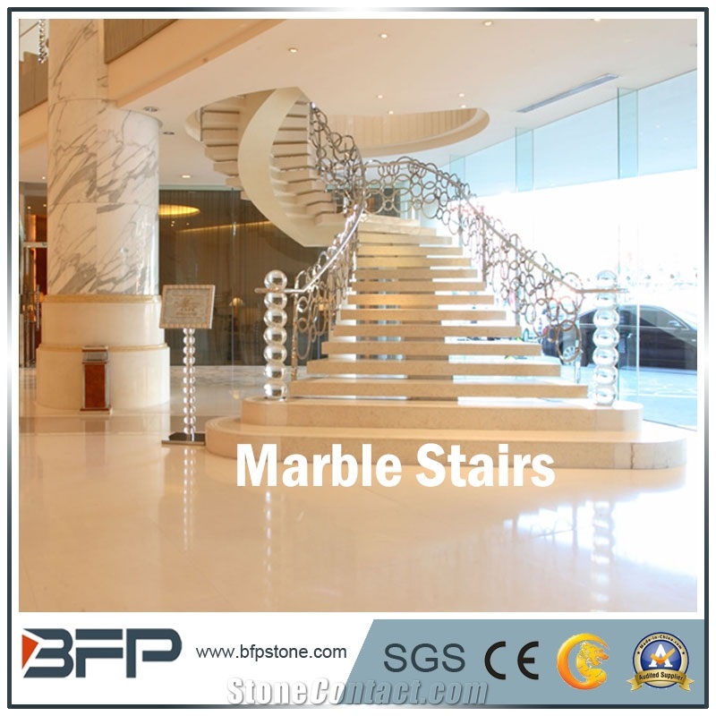 Beige Marble Step & Tread & Riser for Hotel Hall and Lobby