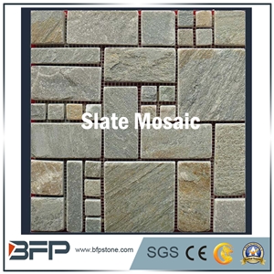 Beige Slate Tile, Slate Mosaic, Grey Slate Mosaic Pattern