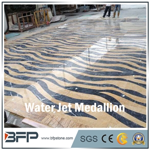 Black and Beige Marble Medallion, Marble Water Jet Medallion, Marble Water Jet Pattern, Floor Medallion, Wall Medallion, for Floor Tile and Wall Tile