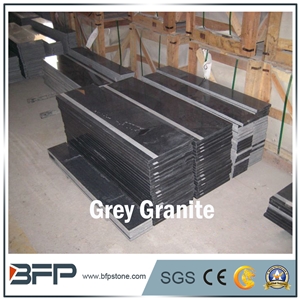 Black Granite Step, Black Granite Riser, Black Granite Tread as Polished Surface and Flamed Surface