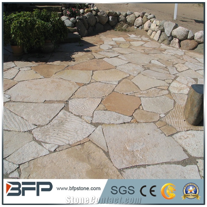 Black Slate Irregular Flagstones, Flagstone Walkway Pavers from China
