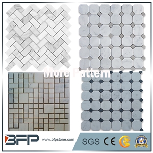 Brick Marble Mosaic, Herringbone Marble Pattern, Polished Mosaic Tile, Mosaic Pattern