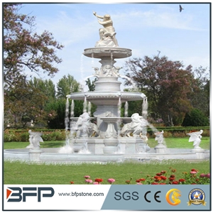China White Marble Garden Fountains / Antique Shape Sculptured Handcarved Exterior Fountains for Garden Decoration
