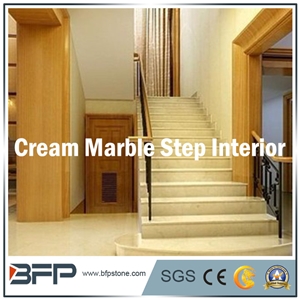 Cream or Beige Marble Step & Tread & Riser for Interior Design