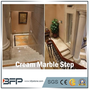 Cream or Beige Marble Step & Tread & Riser for Interior Design