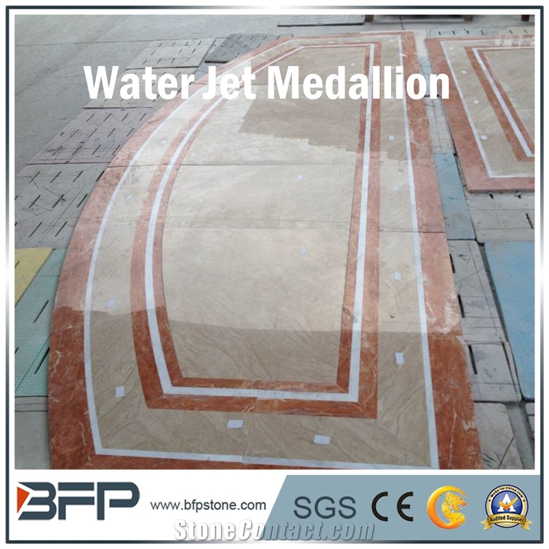 Floor Decoration Design, Coral and Pink Marble Medallion, Marble Water Jet Medallion or Water Jet Pattern, Floor Medallion, Square Medallion Round Medallion,For Hallway and Floor Tile