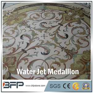Floor Decoration Design, Marble Medallion, Marble Water Jet Medallion or Water Jet Pattern, Floor Medallion, Round Medallion, Rosettes Medallion for High-End Hotel