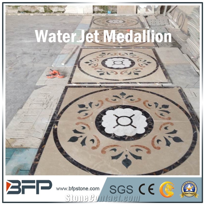 Floor Decoration Design, Marble Medallion, Marble Water Jet Medallion or Water Jet Pattern, Floor Medallion, Round Medallion, Square Medallion, Rosettes Medallion for Hotel and Commercial Building