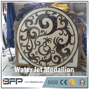 Floor Decoration Design, Marble Medallion, Marble Water Jet Pattern or Water Jet Medallion, Round Medallion, Rosettes Medallion, Floor Medallion for High-End Hotel and Wall Cladding
