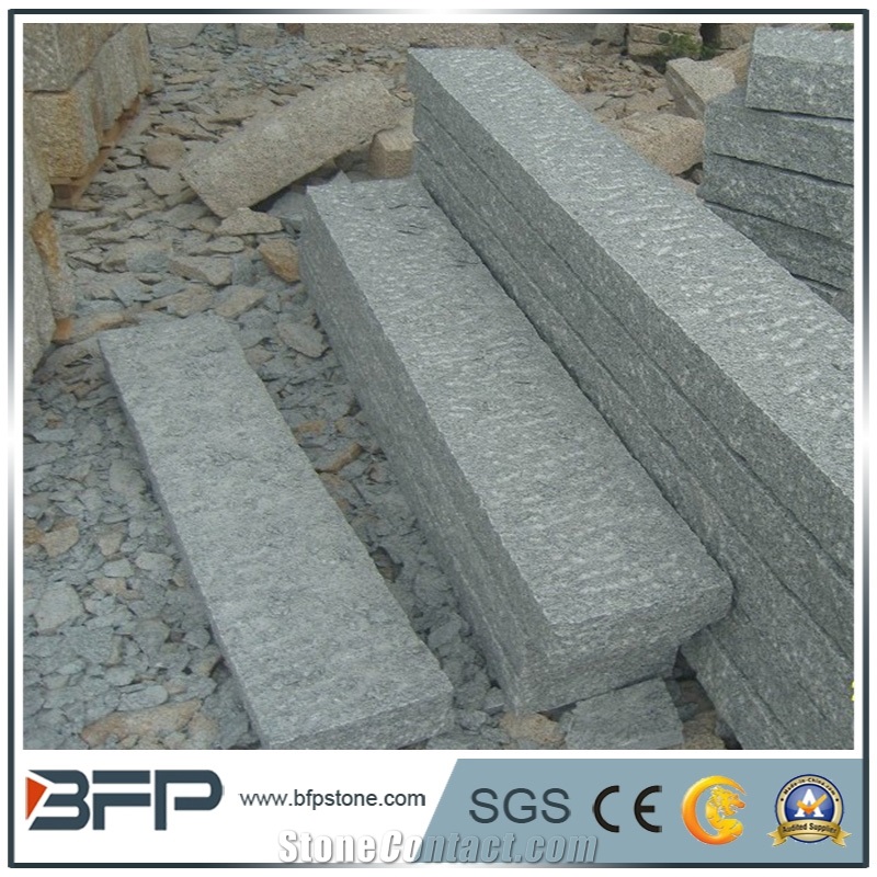 G603 Kerb Stone, G603 Kerb Stone, Best Sell in European Market Light Grey Granite Flamed and Natural Palisade With/Without Hole