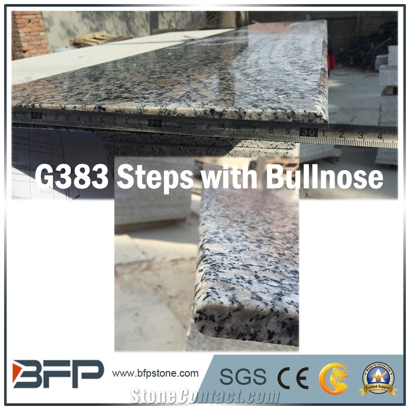 G654 Dark Grey Granite Step & G383 Grey Granite Riser & G687 Pink Granite Tread for Staircase