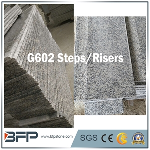 G654 Dark Grey Granite Step & G383 Grey Granite Riser & G687 Pink Granite Tread for Staircase