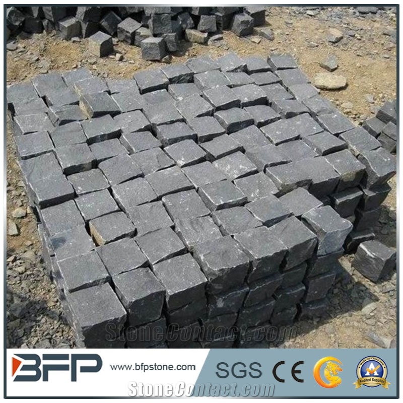 G654 + G562 Granite Cube Stone Mesh Pavers, Surface Flamed , Other Sides Natural Cobble Stone, Granite Mesh Walkway, Driveway, Patio Pavers
