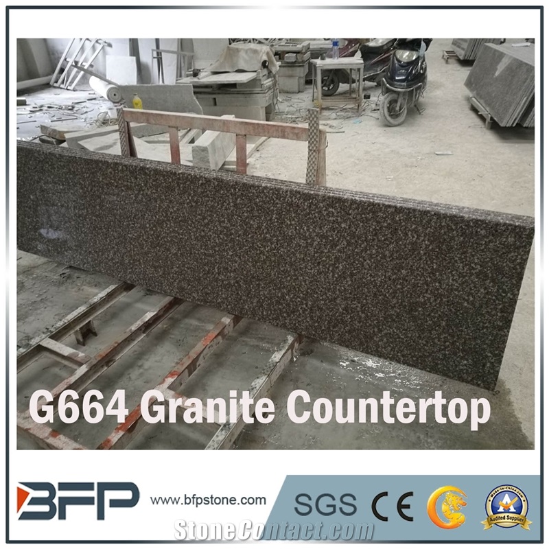 G664 Granite, Copper Browm, Luoyuan Red Granite, Luoyuan Violet Kitchen Countertop/Bench Tops, Polished Surfance and Bull Nose Edge Treatment