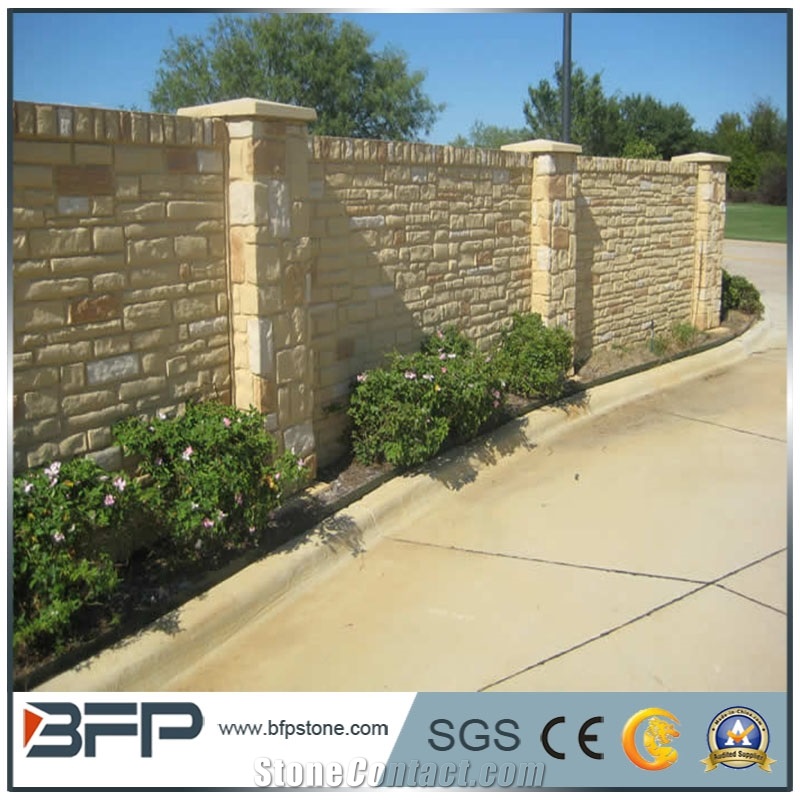 Golden Sesame Yellow Rusty Granite G682 Split Palisade,Garden Pillars,Cleft Fence ,Retaining Wall,Pineappled Column,Garden Decoration Stone