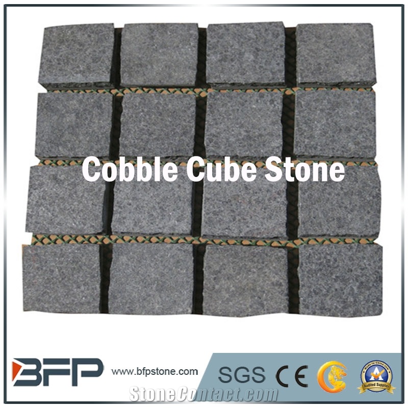 Granite Paving Stone, Cobble Meshed Stone, Cobble Cube Stone, Cube on Net, Road Pavers, Floor Covering