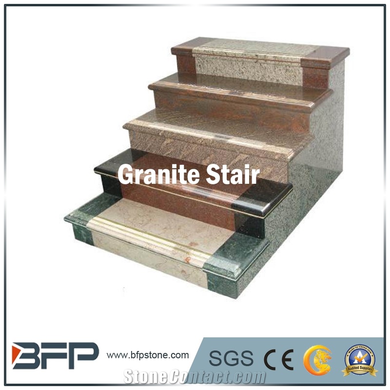 Grey & Pink & Yellow, Granite Step, Granite Riser, Granite Tread