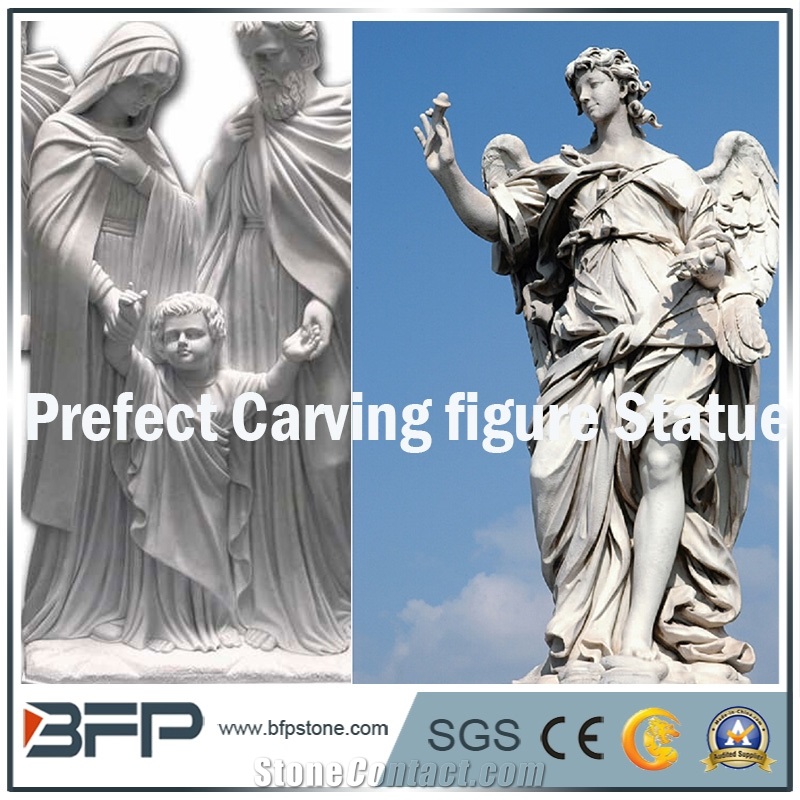 Handcarved Angel White Marble Sculpture, God Sculpture, Garden Sculpture, Landscape Sculpture