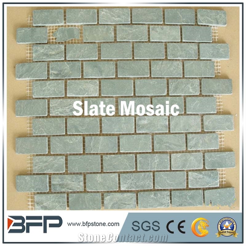 Herringbone Slate Mosaic, Slate Mosaic with Aquare Shape, Slate Mosaic Tile