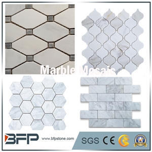 Hexagon Marble Mosaic, Basketweave Marble Pattern, Polished Mosaic Tile, Mosaic Pattern