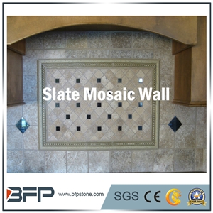 Hexagon Slate Mosaic, Mixed Strip Slate Tile, Slate Wall Tile