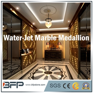 Marble Round Water Jet Medallion or Water Jet Pattern for Hotel Hall or Living Room