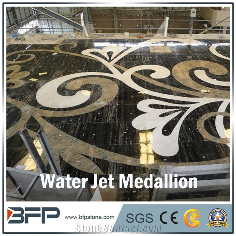 Marble Water Jet Medallion, Marble Water Jet Pattern, Rosettes, Floor Medallion for Hall