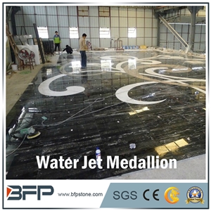 Marble Water Jet Medallion, Marble Water Jet Pattern, Rosettes, Floor Medallion for Hall
