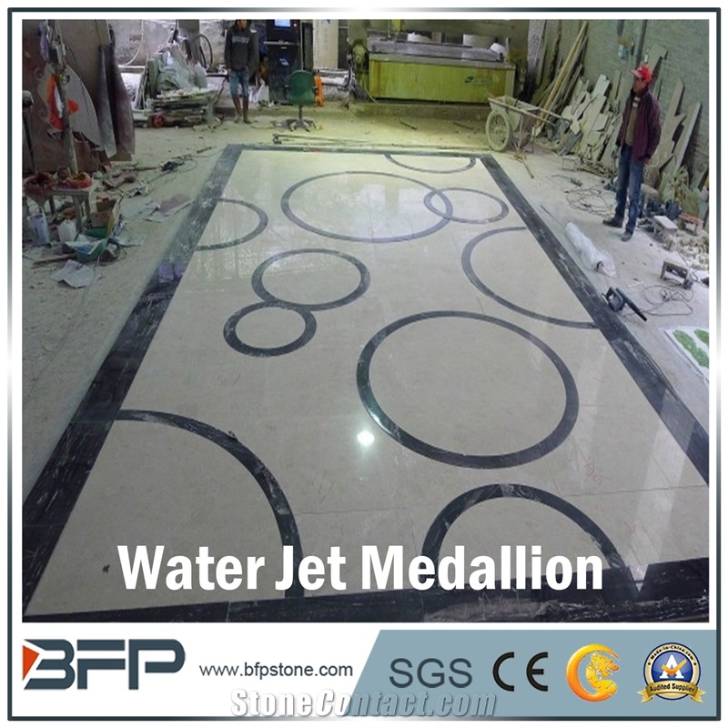 Marble Water Jet Medallion, Marble Water Jet Pattern, Square Medallion, Floor Medallion for Floor Tile or Hall