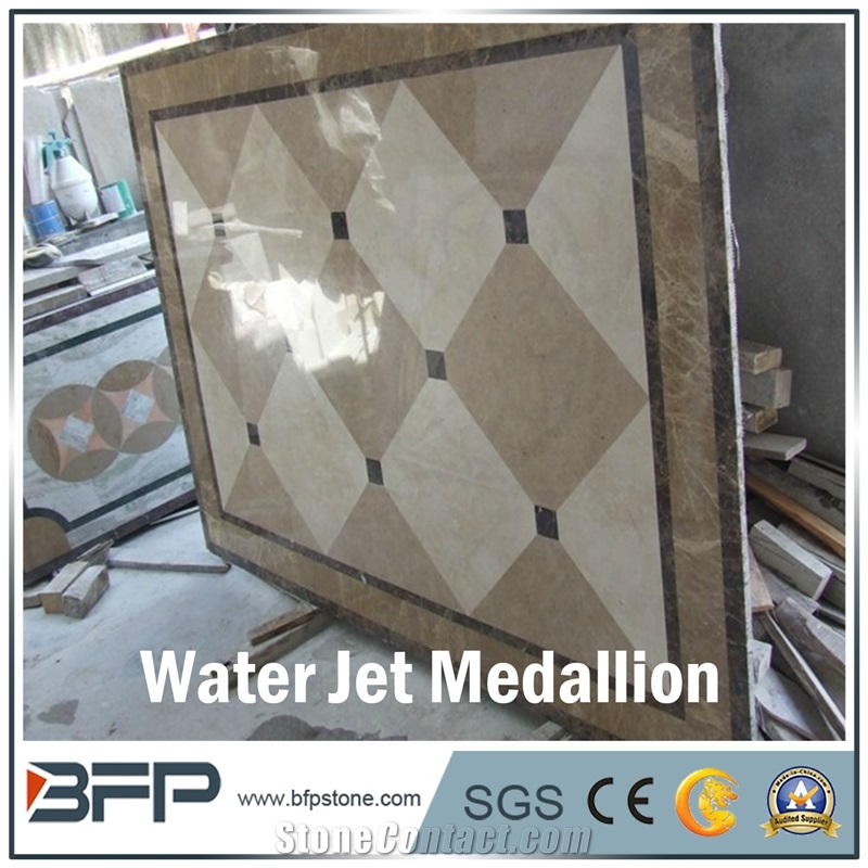 Marble Water Jet Medallion, Marble Water Jet Pattern, Square Medallion, Floor Medallion for Floor Tile or Hall